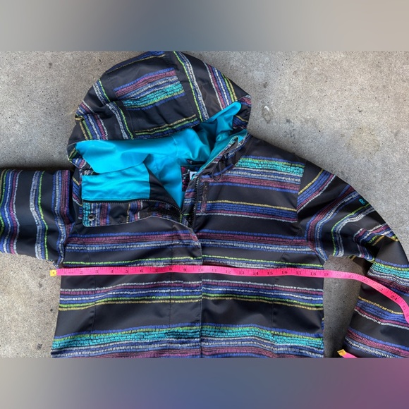ROXY ski jacket snowboarding winter coat sz M striped rainbow hooded women’s EUC - Picture 13 of 15